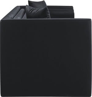 Meridian Furniture Everett Contemporary Vegan Leather Three Seat Sofa with Structured Back for Living Rooms 44067Black-S