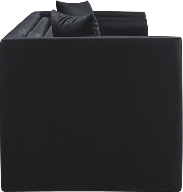 Meridian Furniture Everett Contemporary Vegan Leather Three Seat Sofa with Structured Back for Living Rooms 44067Black-S
