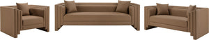 Meridian Furniture Everett Accent Chair with Plush Cushioning and Solid Wood Frame for Modern Living Spaces Brown Vegan Leather 44067Brown-C
