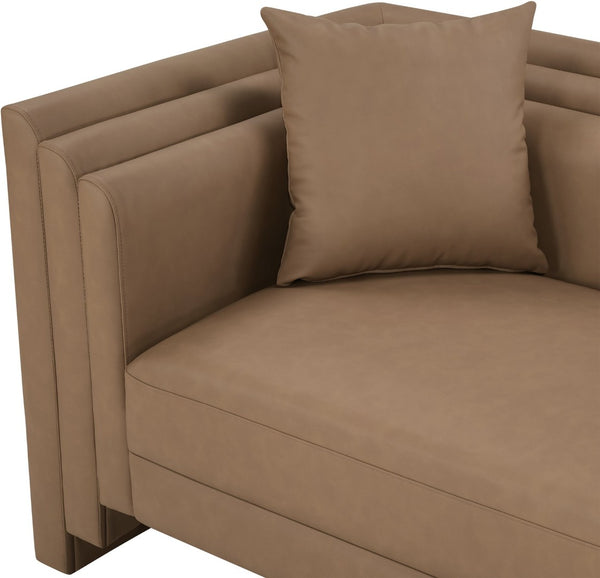 Meridian Furniture Everett Accent Chair with Plush Cushioning and Solid Wood Frame for Modern Living Spaces Brown Vegan Leather 44067Brown-C