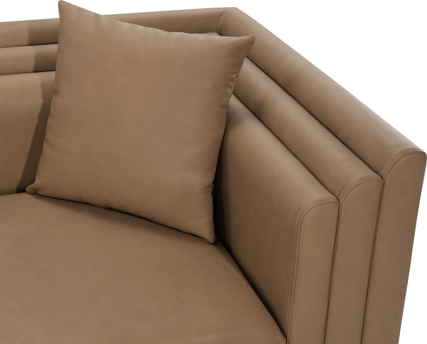 Meridian Furniture Everett Contemporary Vegan Leather Sofa with Solid Wood Frame for Modern Living 44067Brown-L