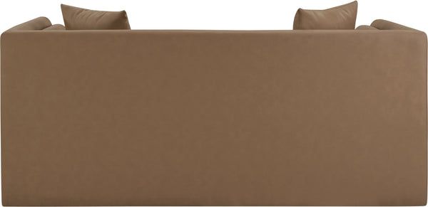 Meridian Furniture Everett Contemporary Vegan Leather Sofa with Solid Wood Frame for Modern Living 44067Brown-L