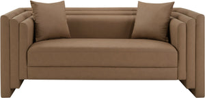 Meridian Furniture Everett Contemporary Vegan Leather Sofa with Solid Wood Frame for Modern Living 44067Brown-L