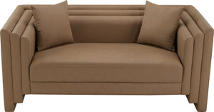 Meridian Furniture Everett Contemporary Vegan Leather Sofa with Solid Wood Frame for Modern Living 44067Brown-L