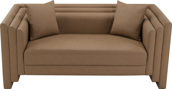 Meridian Furniture Everett Contemporary Vegan Leather Sofa with Solid Wood Frame for Modern Living 44067Brown-L