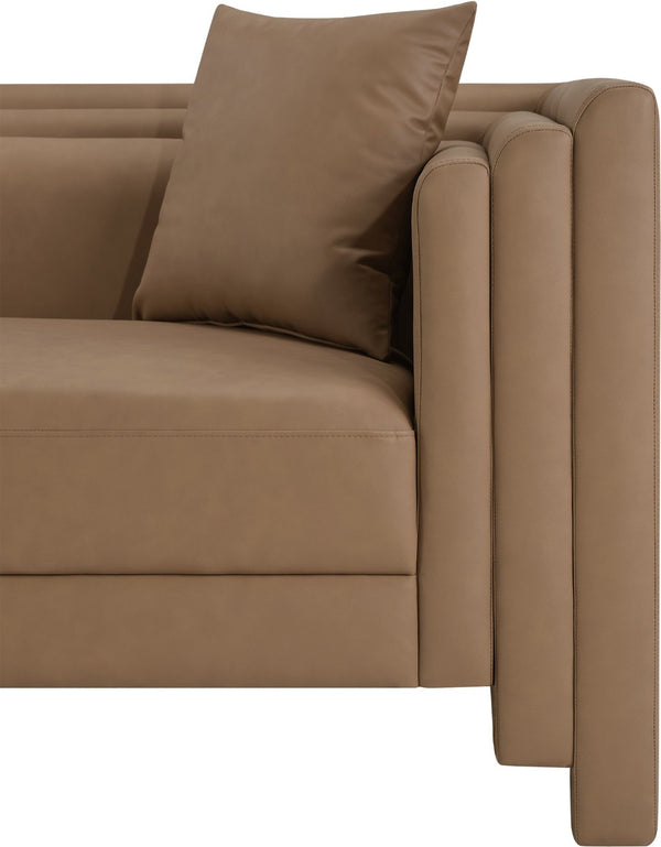 Meridian Furniture Everett Contemporary Vegan Leather Sofa with Solid Wood Frame for Modern Living 44067Brown-L