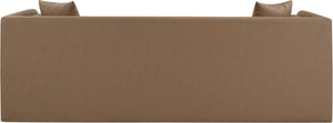 Meridian Furniture Everett Three Seat Vegan Leather Sofa with Plush Cushions for Modern Living Rooms 44067Brown-S