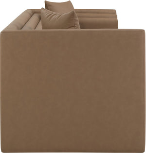 Meridian Furniture Everett Three Seat Vegan Leather Sofa with Plush Cushions for Modern Living Rooms 44067Brown-S