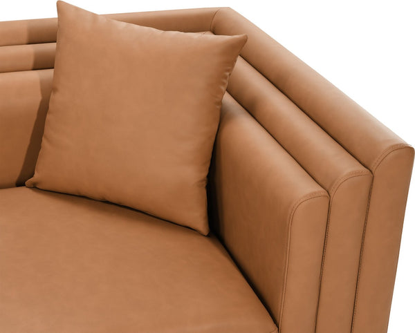 Meridian Furniture Everett Accent Chair with Plush Cushioning and Solid Wood Frame for Modern Living Spaces Cognac Vegan Leather 44067Cognac-C