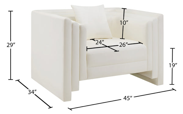 Meridian Furniture Everett Accent Chair with Plush Cushioning and Solid Wood Frame for Modern Living Spaces Cream Vegan Leather 44067Cream-C