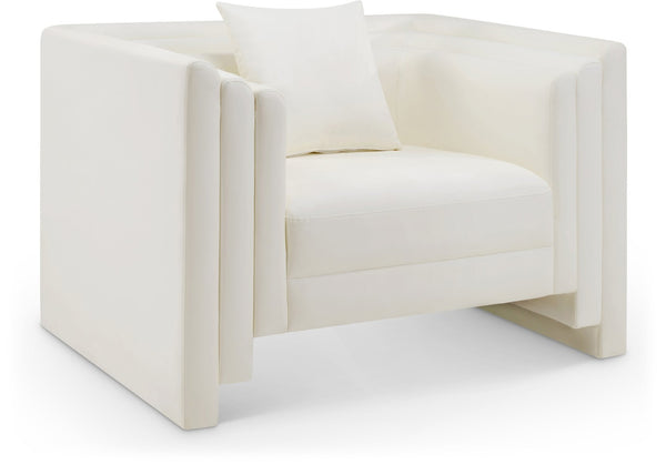 Meridian Furniture Everett Accent Chair with Plush Cushioning and Solid Wood Frame for Modern Living Spaces Cream Vegan Leather 44067Cream-C