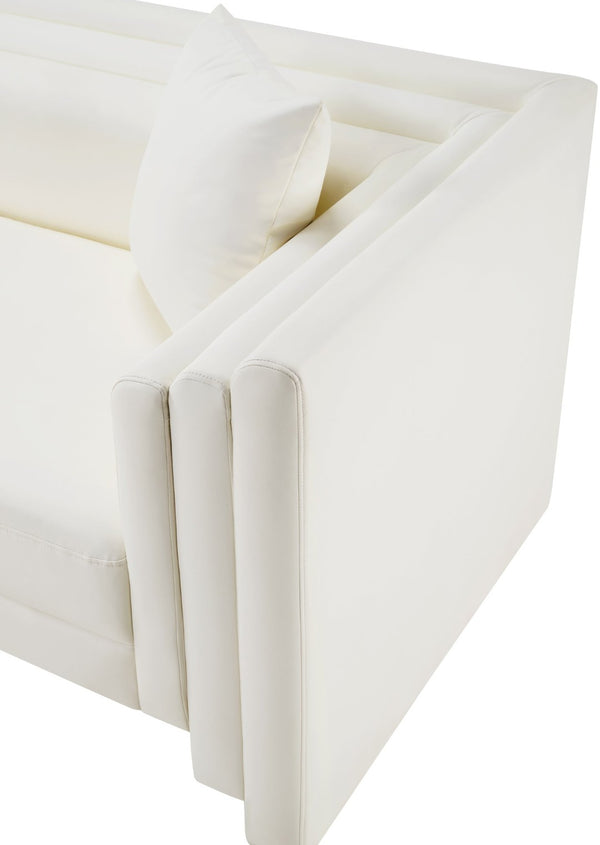 Meridian Furniture Everett Accent Chair with Plush Cushioning and Solid Wood Frame for Modern Living Spaces Cream Vegan Leather 44067Cream-C