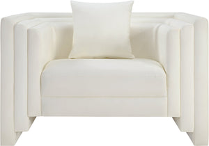 Meridian Furniture Everett Accent Chair with Plush Cushioning and Solid Wood Frame for Modern Living Spaces Cream Vegan Leather 44067Cream-C