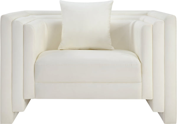 Meridian Furniture Everett Accent Chair with Plush Cushioning and Solid Wood Frame for Modern Living Spaces Cream Vegan Leather 44067Cream-C