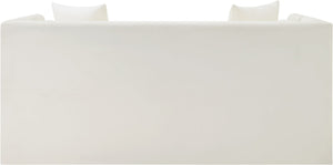 Meridian Furniture Everett Vegan Leather Compact Sofa with Plush Pillows for Modern Living Rooms 44067Cream-L