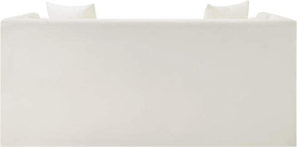 Meridian Furniture Everett Vegan Leather Compact Sofa with Plush Pillows for Modern Living Rooms 44067Cream-L