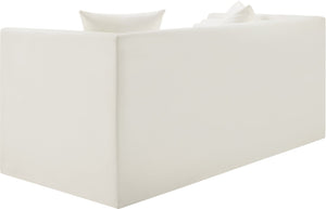 Meridian Furniture Everett Vegan Leather Compact Sofa with Plush Pillows for Modern Living Rooms 44067Cream-L