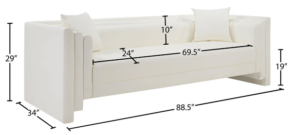 Meridian Furniture Everett Contemporary Cream Vegan Leather Sofa with Solid Wood Frame for Modern Living 44067Cream-S