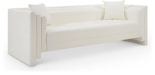 Meridian Furniture Everett Contemporary Cream Vegan Leather Sofa with Solid Wood Frame for Modern Living 44067Cream-S