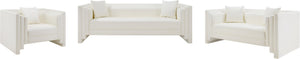Meridian Furniture Everett Contemporary Cream Vegan Leather Sofa with Solid Wood Frame for Modern Living 44067Cream-S