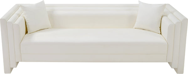 Meridian Furniture Everett Contemporary Cream Vegan Leather Sofa with Solid Wood Frame for Modern Living 44067Cream-S