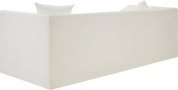 Meridian Furniture Everett Contemporary Cream Vegan Leather Sofa with Solid Wood Frame for Modern Living 44067Cream-S