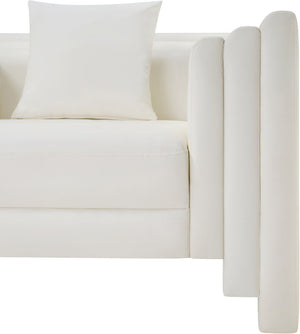 Meridian Furniture Everett Contemporary Cream Vegan Leather Sofa with Solid Wood Frame for Modern Living 44067Cream-S