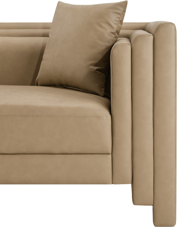 Meridian Furniture Everett Accent Chair with Plush Cushioning and Solid Wood Frame for Modern Living Spaces Tan Vegan Leather 44067Tan-C
