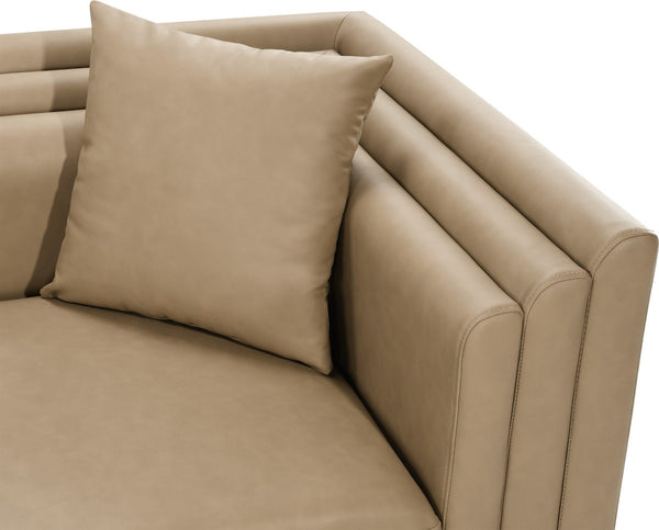 Meridian Furniture Everett Contemporary Vegan Leather Sofa with Solid Wood Frame and Plush Cushions 44067Tan-L