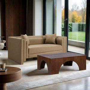 Meridian Furniture Everett Contemporary Vegan Leather Sofa with Solid Wood Frame and Plush Cushions 44067Tan-L