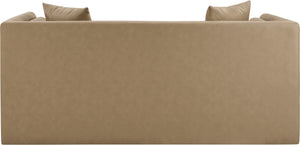 Meridian Furniture Everett Contemporary Vegan Leather Sofa with Solid Wood Frame and Plush Cushions 44067Tan-L