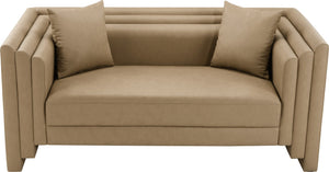 Meridian Furniture Everett Contemporary Vegan Leather Sofa with Solid Wood Frame and Plush Cushions 44067Tan-L
