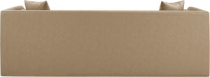 Meridian Furniture Everett Three Seat Vegan Leather Sofa with Solid Wood Frame for Modern Living Rooms 44067Tan-S
