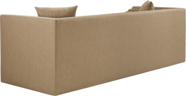 Meridian Furniture Everett Three Seat Vegan Leather Sofa with Solid Wood Frame for Modern Living Rooms 44067Tan-S