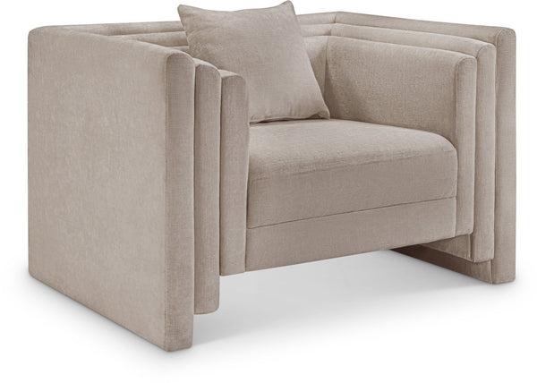 Meridian Furniture Everett Accent Chair with Plush Cushioning and Solid Wood Frame for Modern Living Spaces Beige Chenille Fabric 44068Beige-C