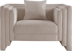 Meridian Furniture Everett Accent Chair with Plush Cushioning and Solid Wood Frame for Modern Living Spaces Beige Chenille Fabric 44068Beige-C