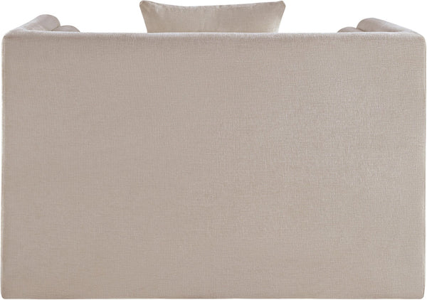 Meridian Furniture Everett Accent Chair with Plush Cushioning and Solid Wood Frame for Modern Living Spaces Beige Chenille Fabric 44068Beige-C