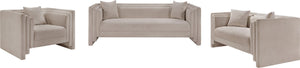 Meridian Furniture Everett Accent Chair with Plush Cushioning and Solid Wood Frame for Modern Living Spaces Beige Chenille Fabric 44068Beige-C