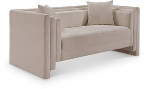 Meridian Furniture Everett Contemporary Chenille Sofa with Plush Cushions and Solid Wood Frame 44068Beige-L