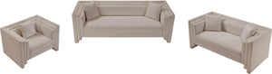Meridian Furniture Everett Contemporary Chenille Sofa with Plush Cushions and Solid Wood Frame 44068Beige-L