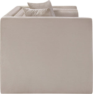 Meridian Furniture Everett Contemporary Chenille Sofa with Plush Cushions and Solid Wood Frame 44068Beige-L