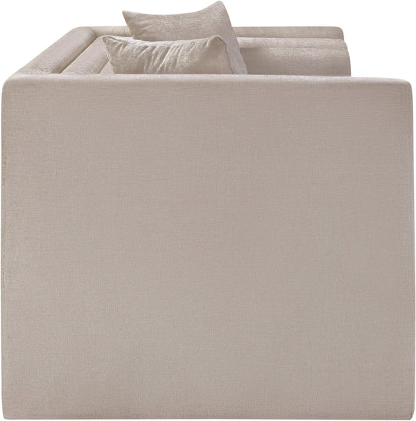 Meridian Furniture Everett Contemporary Chenille Sofa with Plush Cushions and Solid Wood Frame 44068Beige-L