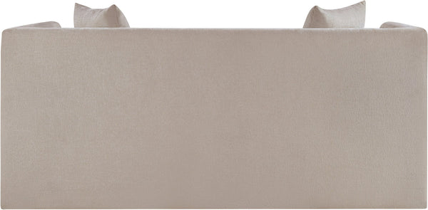 Meridian Furniture Everett Contemporary Chenille Sofa with Plush Cushions and Solid Wood Frame 44068Beige-L
