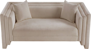 Meridian Furniture Everett Contemporary Chenille Sofa with Plush Cushions and Solid Wood Frame 44068Beige-L