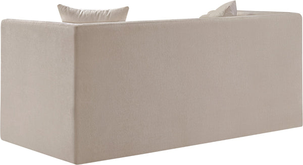 Meridian Furniture Everett Contemporary Chenille Sofa with Plush Cushions and Solid Wood Frame 44068Beige-L