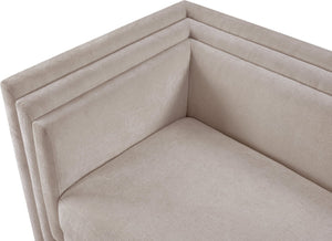 Meridian Furniture Everett Contemporary Chenille Sofa with Plush Cushions and Solid Wood Frame 44068Beige-L