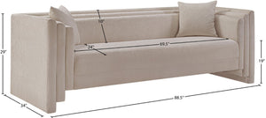Meridian Furniture Everett Plush Chenille Contemporary Sofa with Staggered Back for Modern Living Rooms 44068Beige-S
