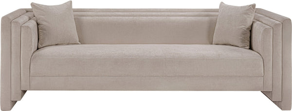 Meridian Furniture Everett Plush Chenille Contemporary Sofa with Staggered Back for Modern Living Rooms 44068Beige-S
