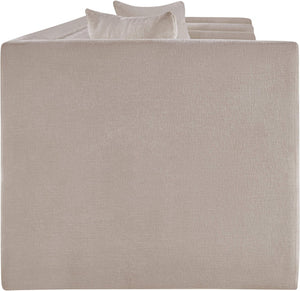 Meridian Furniture Everett Plush Chenille Contemporary Sofa with Staggered Back for Modern Living Rooms 44068Beige-S