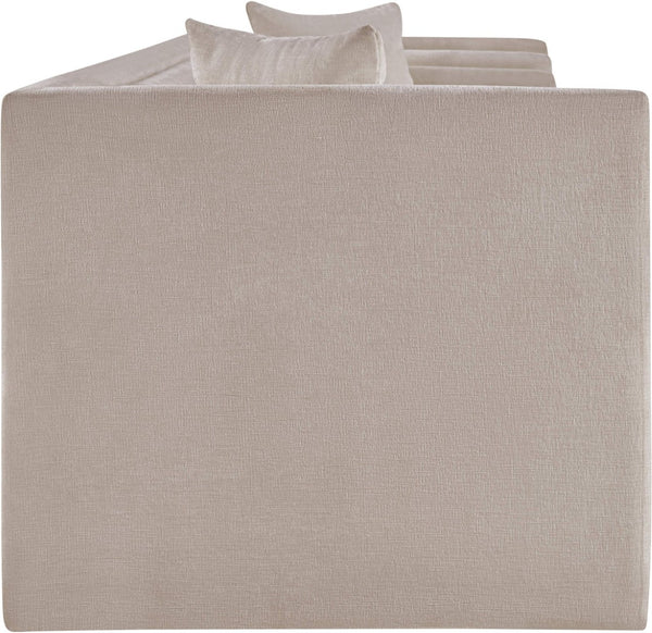 Meridian Furniture Everett Plush Chenille Contemporary Sofa with Staggered Back for Modern Living Rooms 44068Beige-S